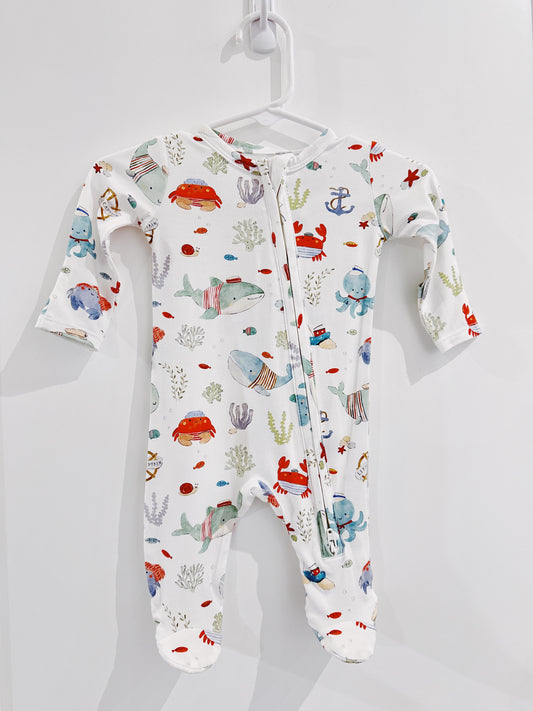 Sailor Sea Creatures 2 Way Zipper Footie