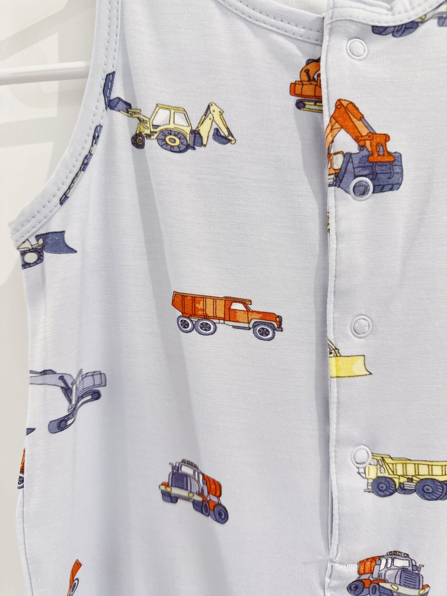 Construction Vehicles Sleeveless Shortie Romper