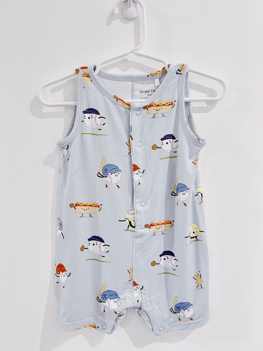 Baseballs Playing Baseball Sleeveless Shortie Romper