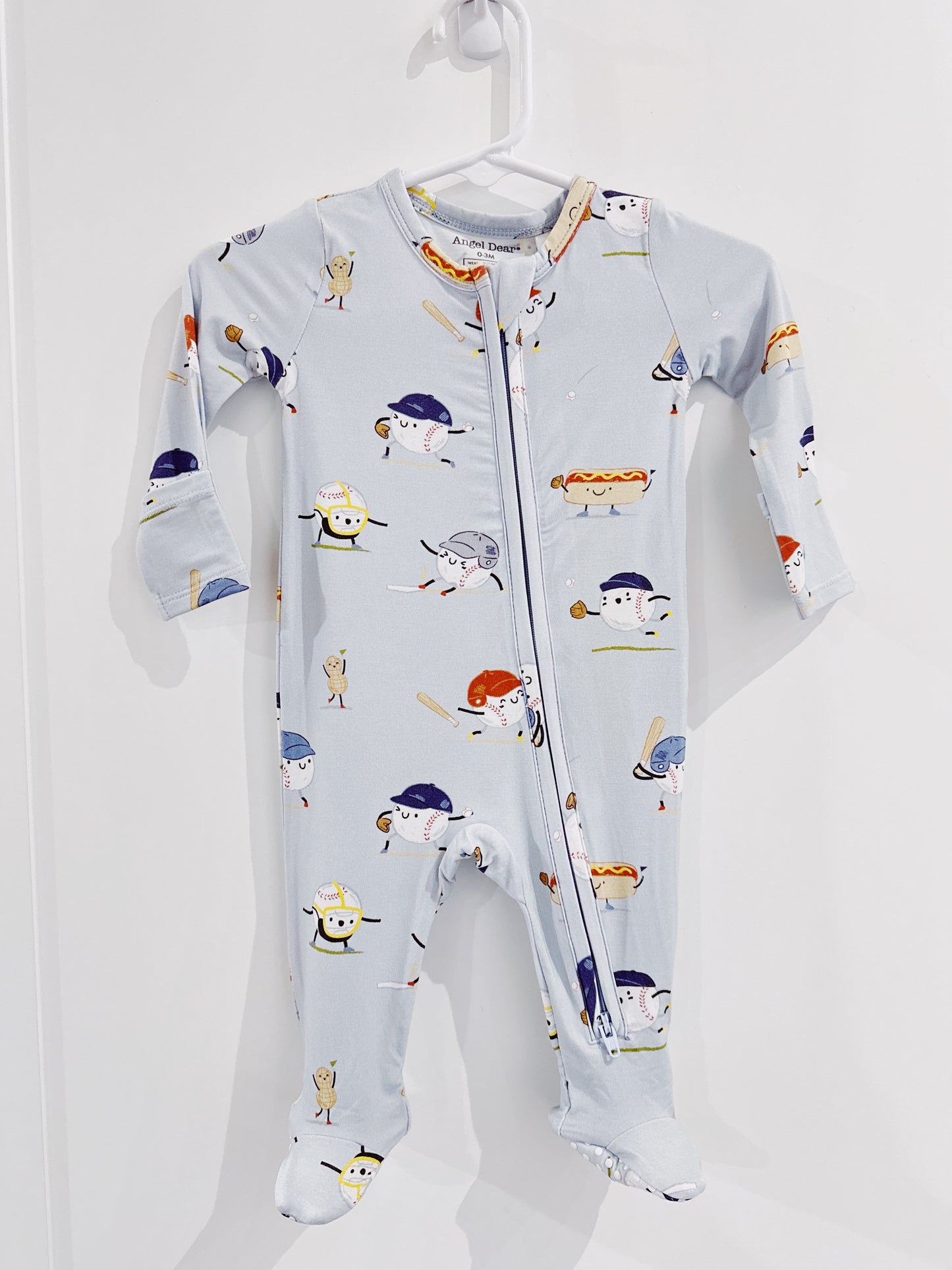 Baseballs Playing Baseball 2 Way Zipper Footie