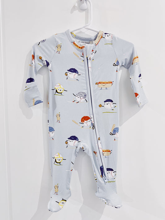 Baseballs Playing Baseball 2 Way Zipper Footie