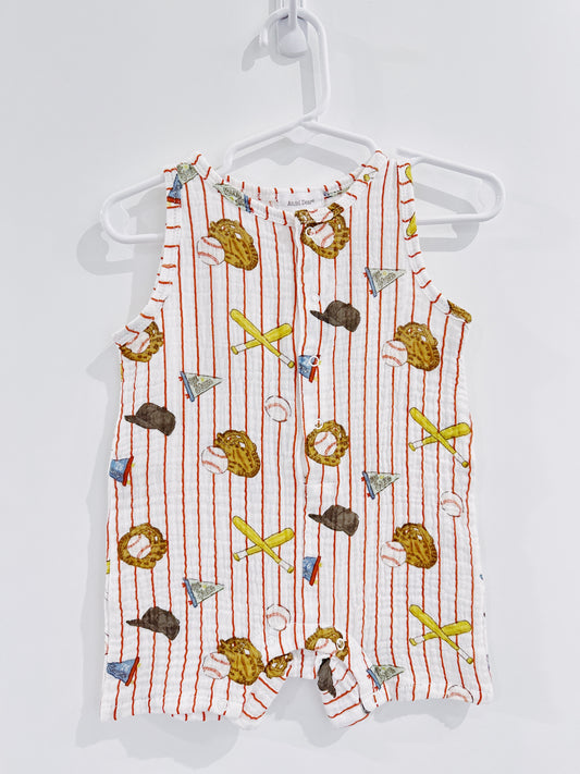 Vintage Baseball Sleeveless Shortie Romper