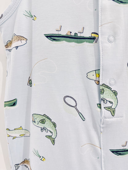 Fishing Sleeveless Shortie Romper