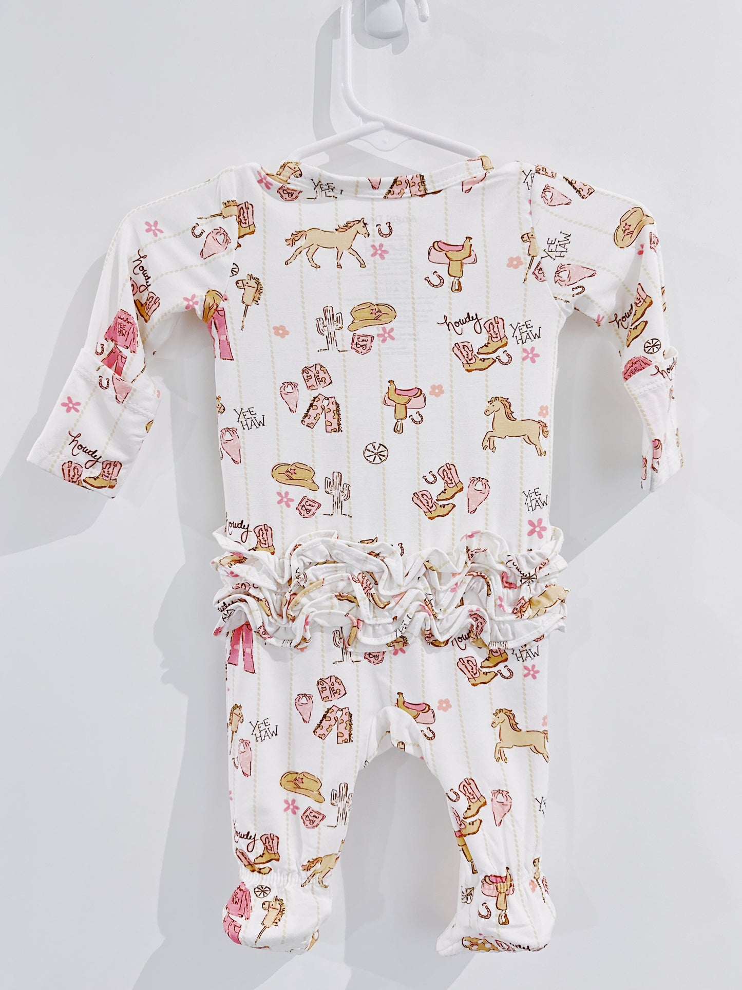 Cowgirl Nursery 2 Way Ruffle Zipper Footie