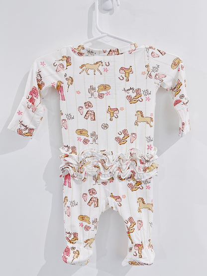 Cowgirl Nursery 2 Way Ruffle Zipper Footie