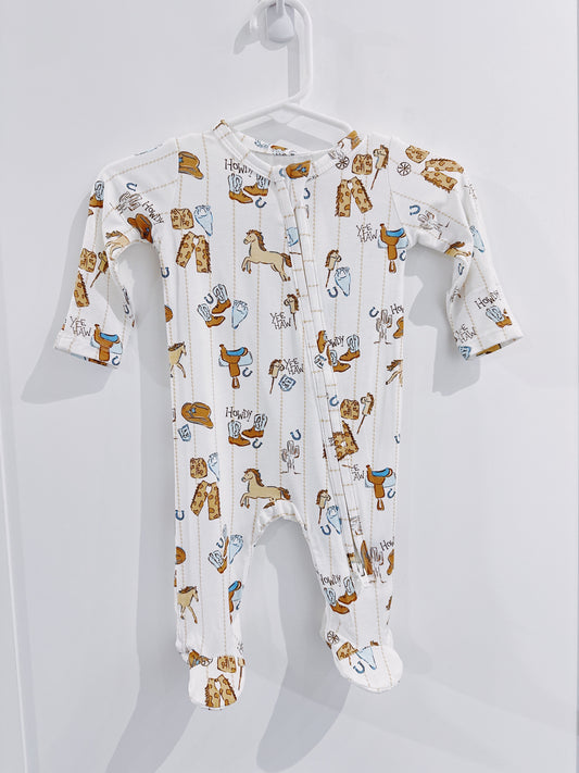 Cowboy Nursery 2 Way Zipper Footie