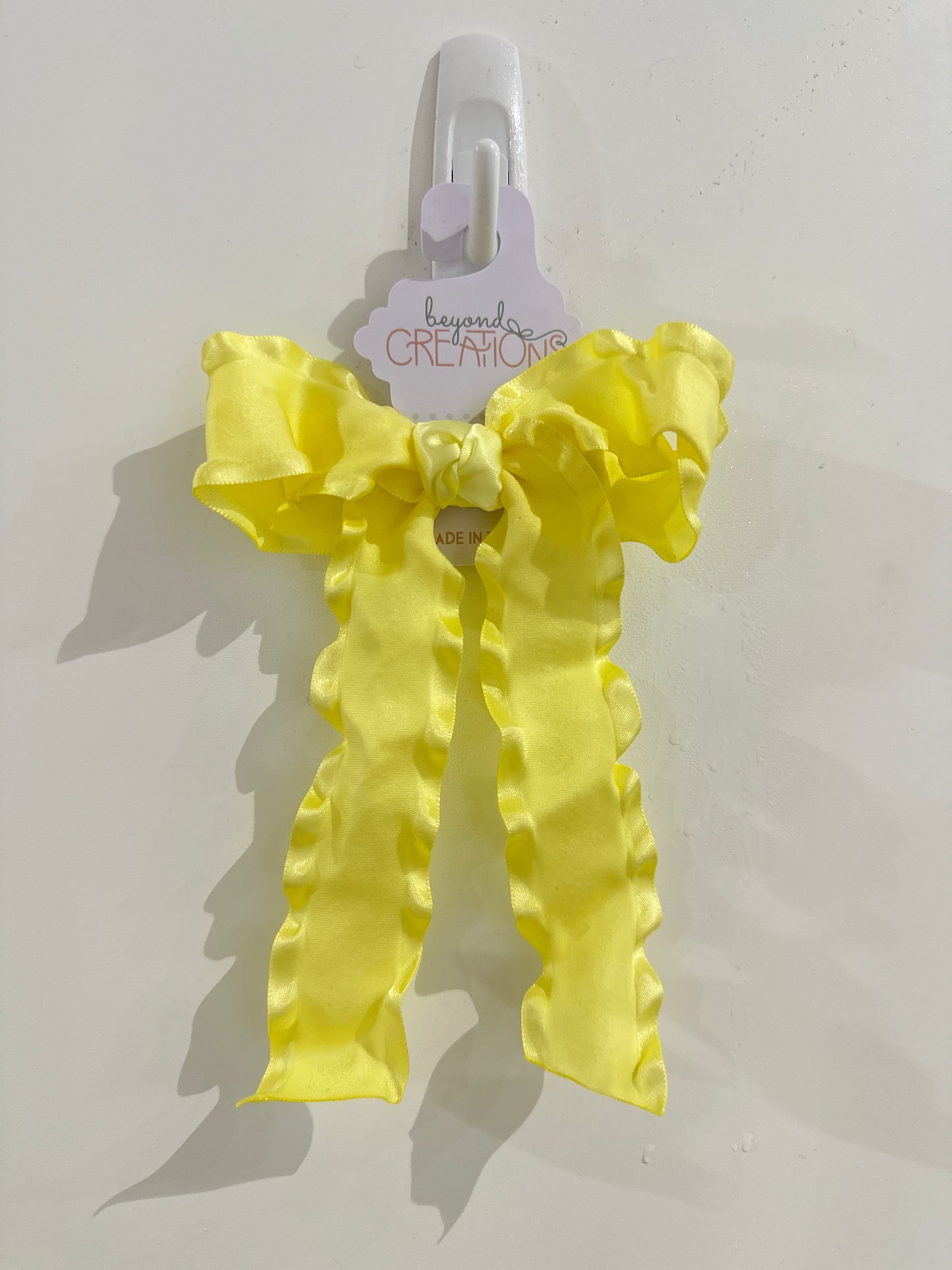 1.5" Double Ruffle Ribbon Bow with Tails