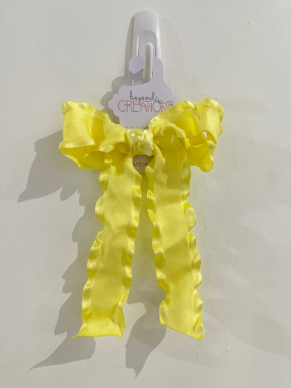 1.5" Double Ruffle Ribbon Bow with Tails