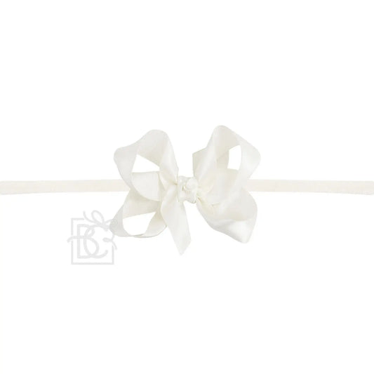 3.5" Medium Satin Bow on Pantyhose Headband