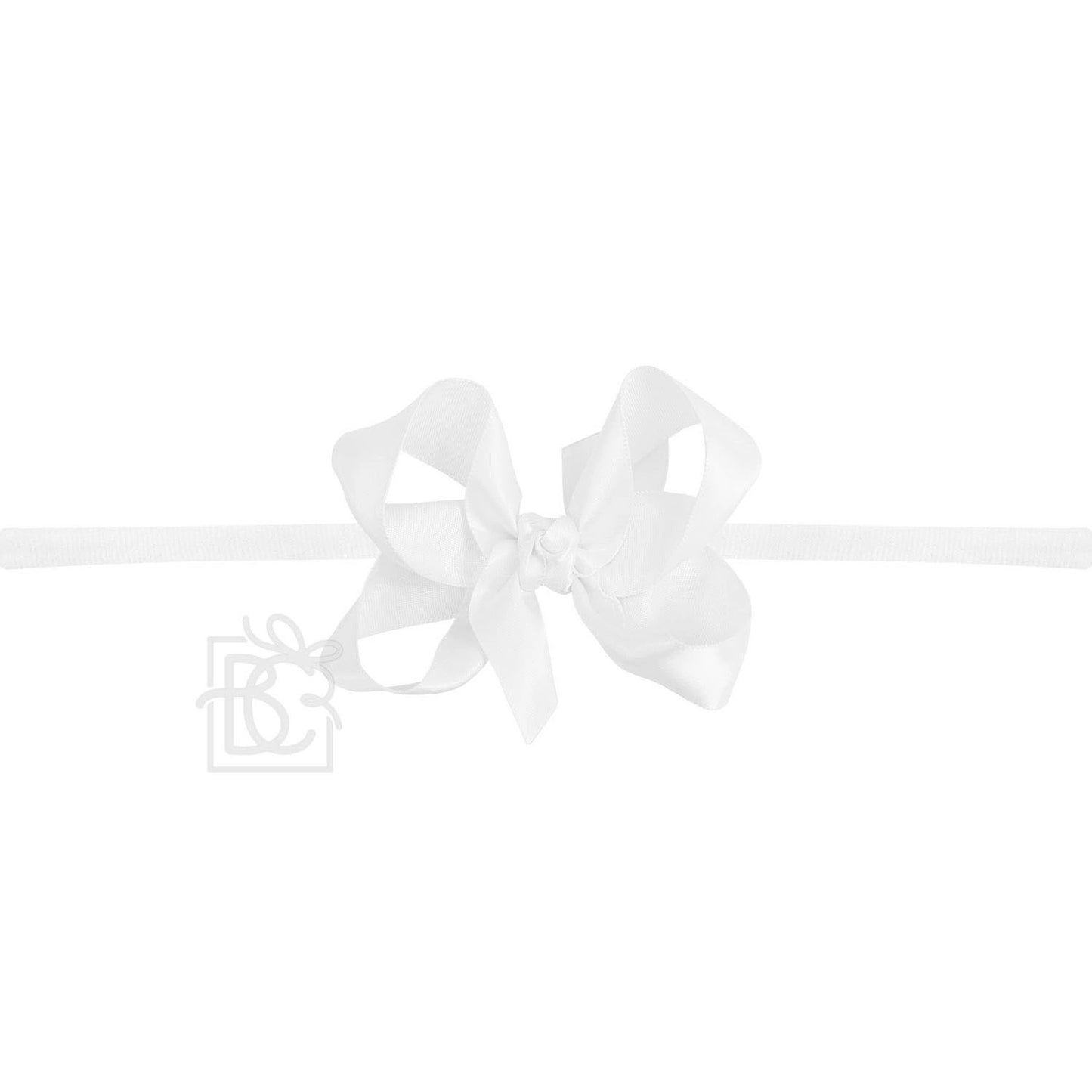 3.5" Medium Satin Bow on Pantyhose Headband