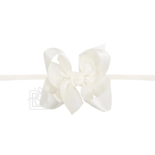 4.5" Large Satin Bow on Pantyhose Headband