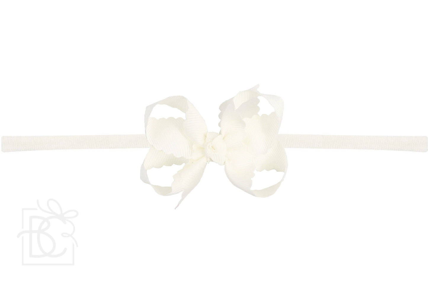 3.5" Medium Scalloped Bow on 1/4" Pantyhose Headband