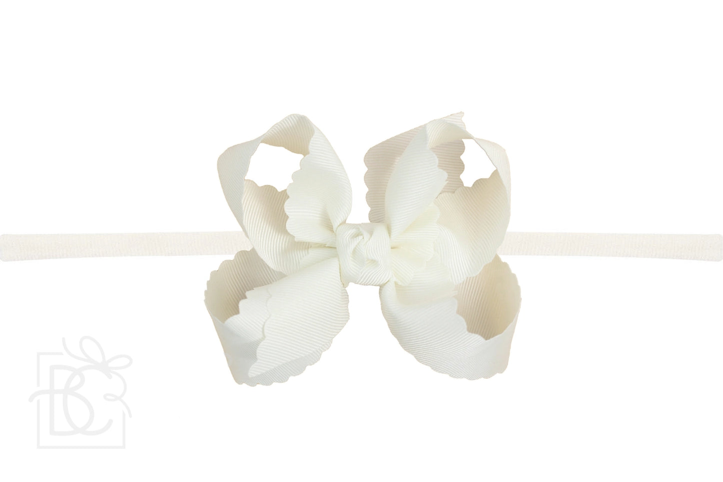 4.5" Large Scalloped Bow on 1/4" Pantyhose Headband