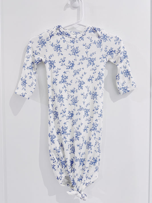 Blue Floral Gown with Headband