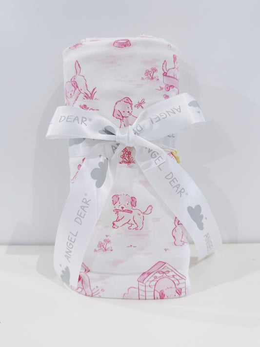 Pink Puppy Toile Swaddle