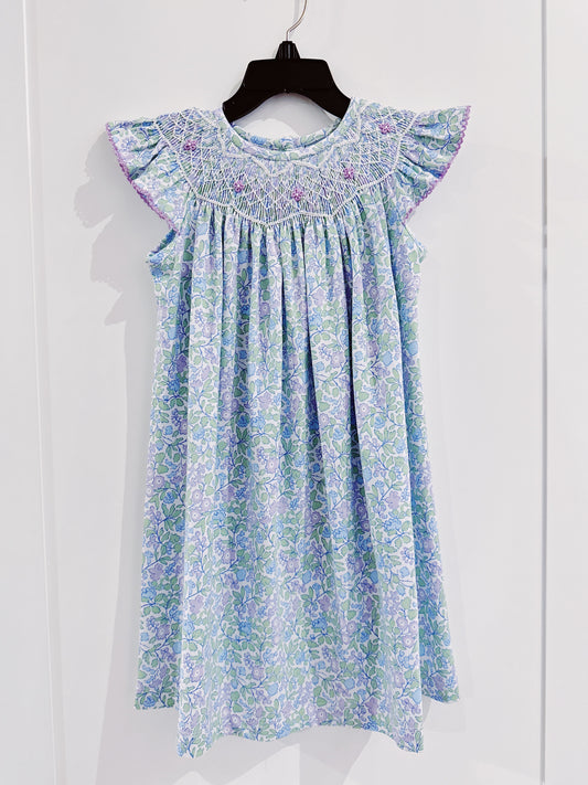Lilac Floral Smocked Geo Bishop