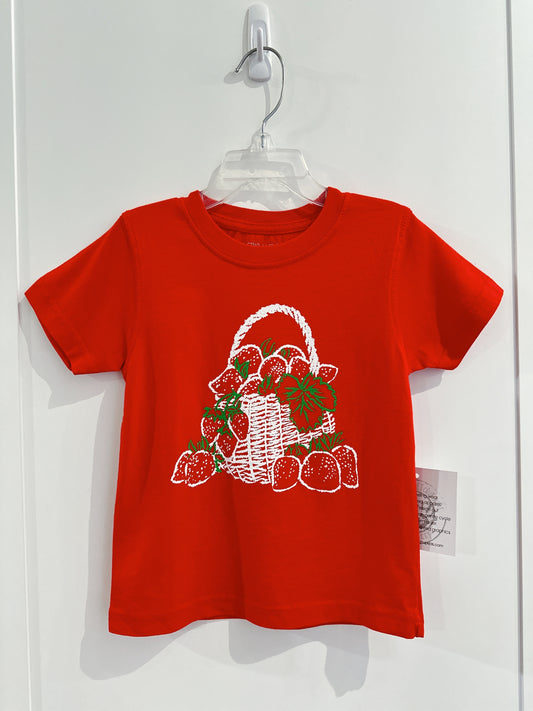 Red Strawberry Basket Tee