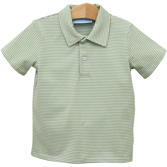 Green Stripe Henry Polo