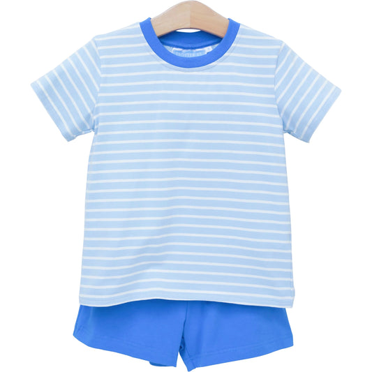 Sky Blue Stripe Drew Short Set