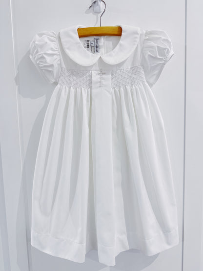 White Cross Smocked Dress