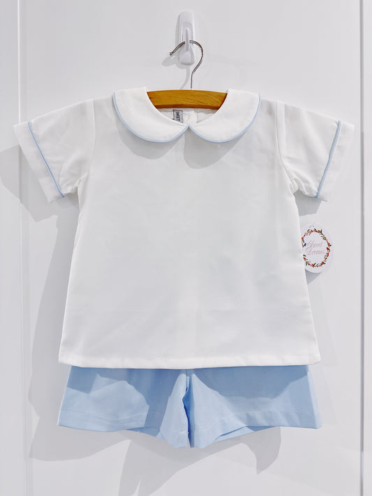 White/Blue Boy Short Set