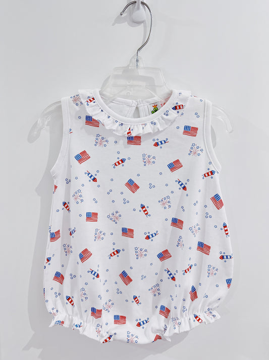 Flag & Fireworks Ruffle Neck Bubble