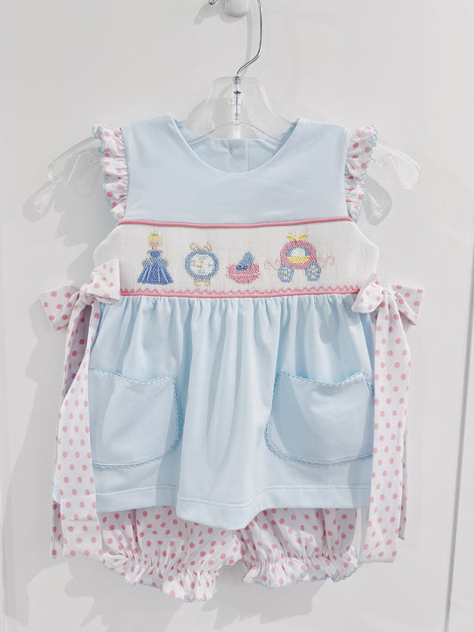 Fairytale Smocked Tie Bloomer Set