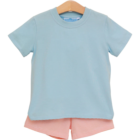 TSK Coral Stripe/Blue Shepherd Short Set