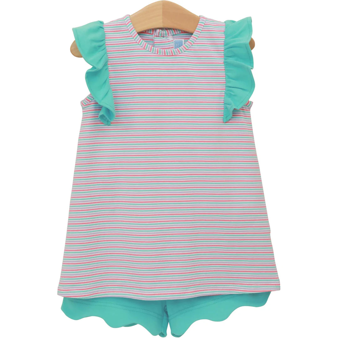TSK Multi Stripe Ruby Short Set