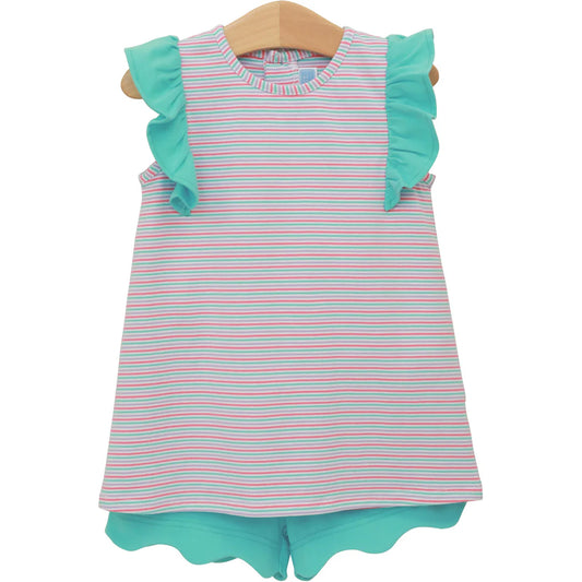 TSK Multi Stripe Ruby Short Set