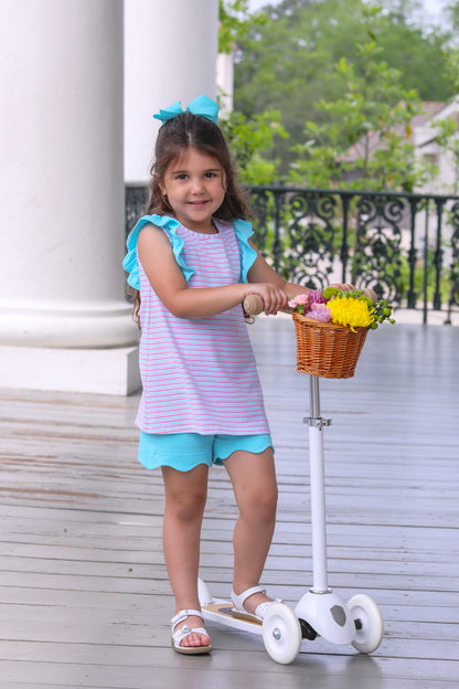 TSK Multi Stripe Ruby Short Set
