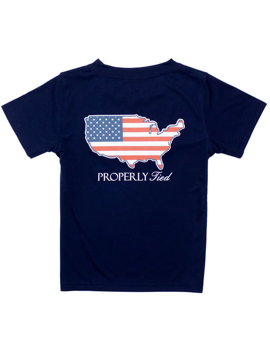 Properly Tied River Blue Performance Old Glory Tee