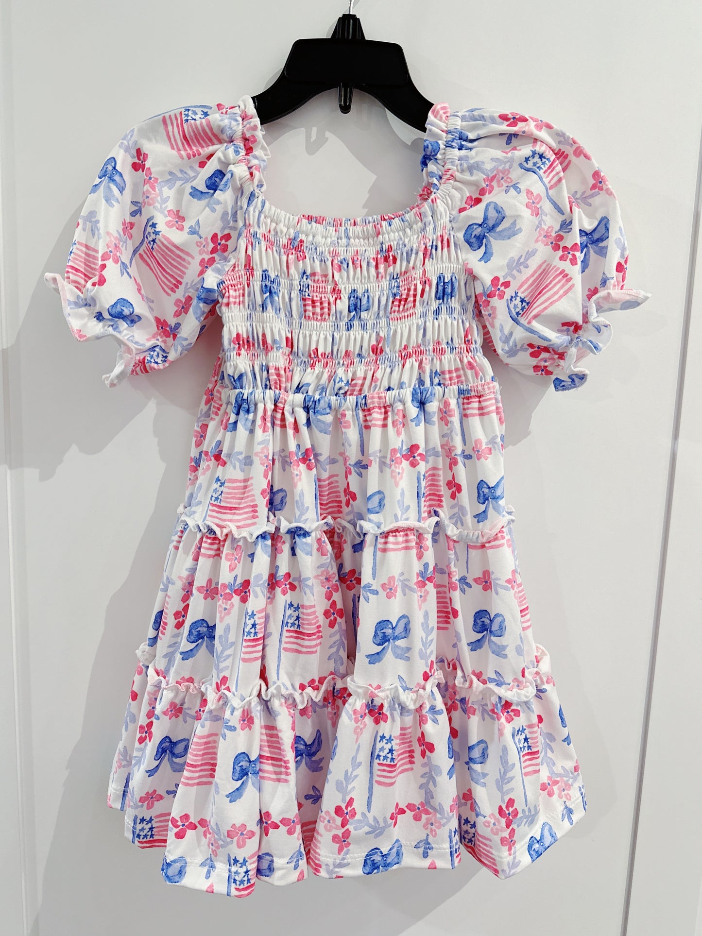 Vintage Flags Smocked Ruffle Dress
