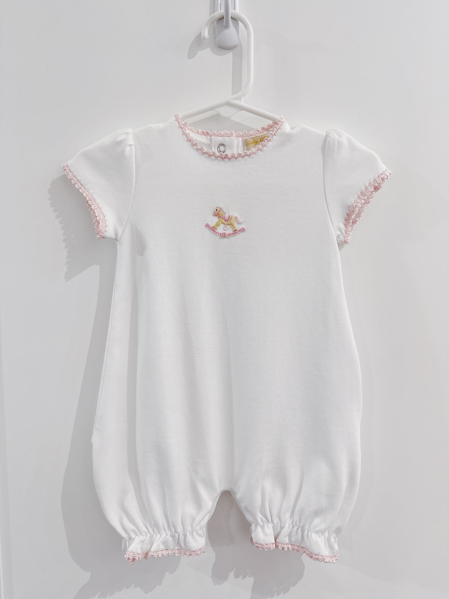 Baby Club Chic Pink Crochet Edge Rocking Horse Bubble