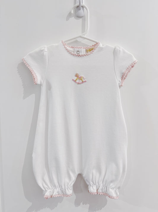 Baby Club Chic Pink Crochet Edge Rocking Horse Bubble