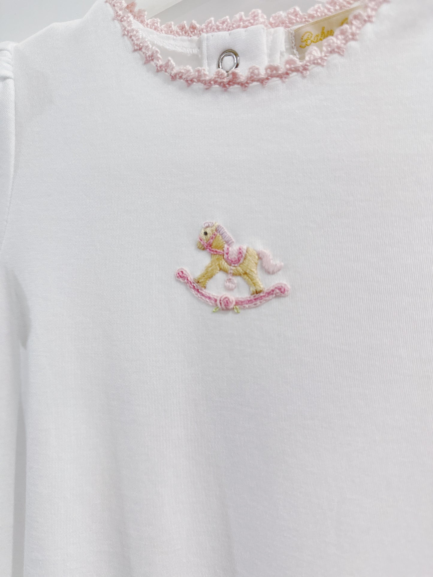 Baby Club Chic Pink Crochet Edge Rocking Horse Bubble