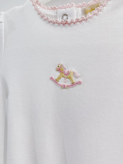 Baby Club Chic Pink Crochet Edge Rocking Horse Bubble