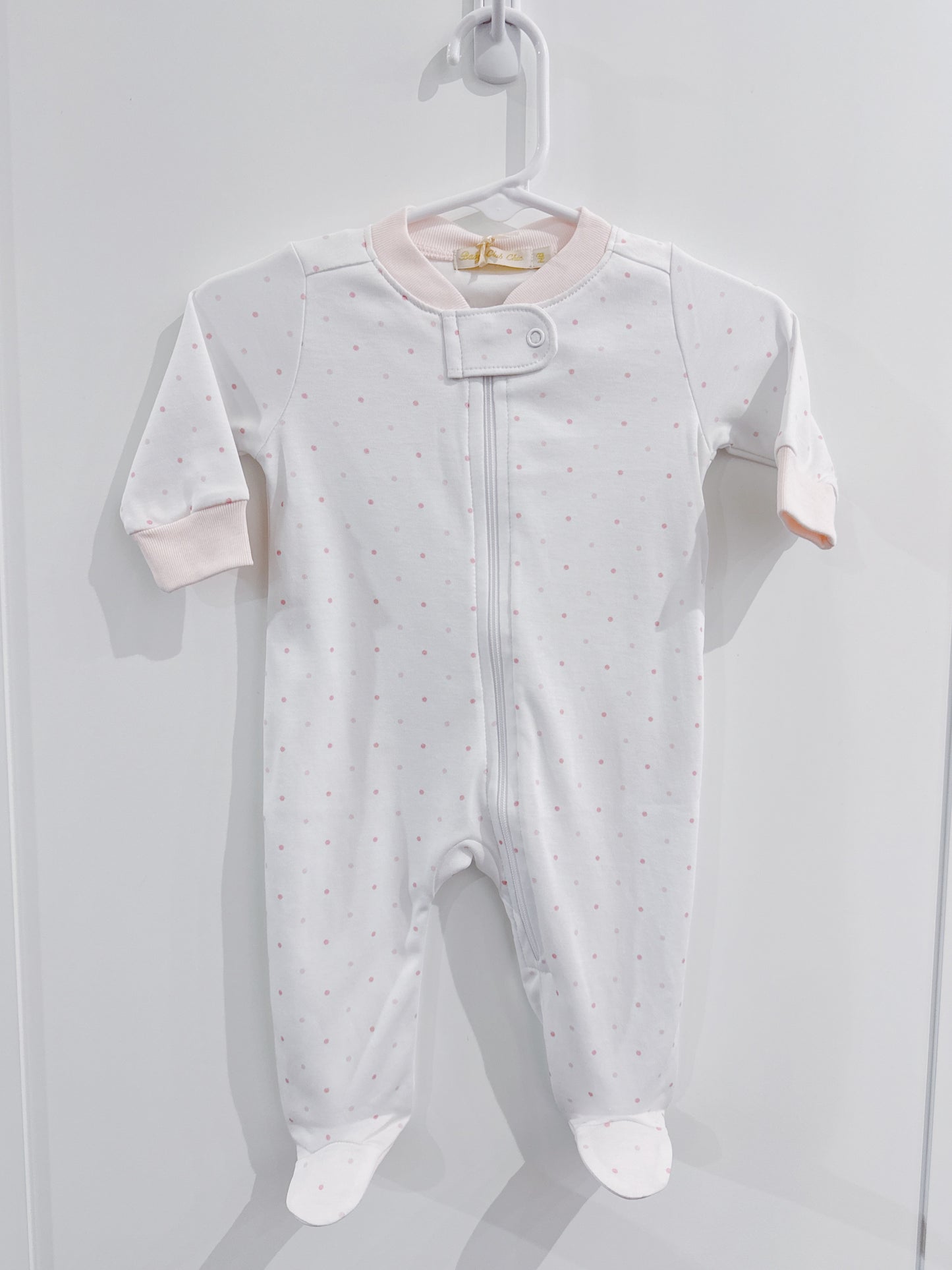 Baby Club Chic Pink Dots Zipper Footie