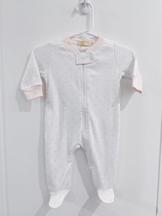 Baby Club Chic Pink Dots Zipper Footie