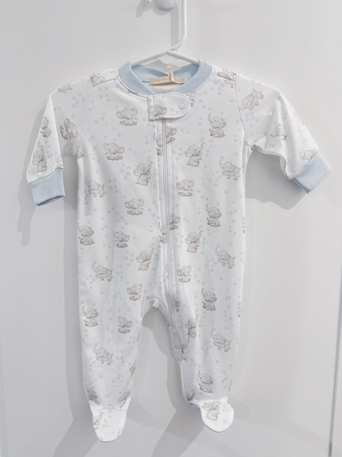 Baby Club Chic Tiny Bubbly Elephant Zipper Footie