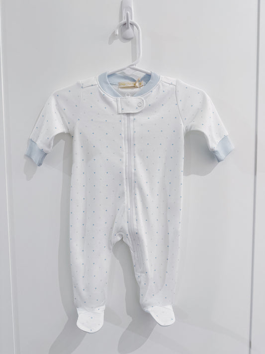 Baby Club Chic Blue Dots Zipper Footie
