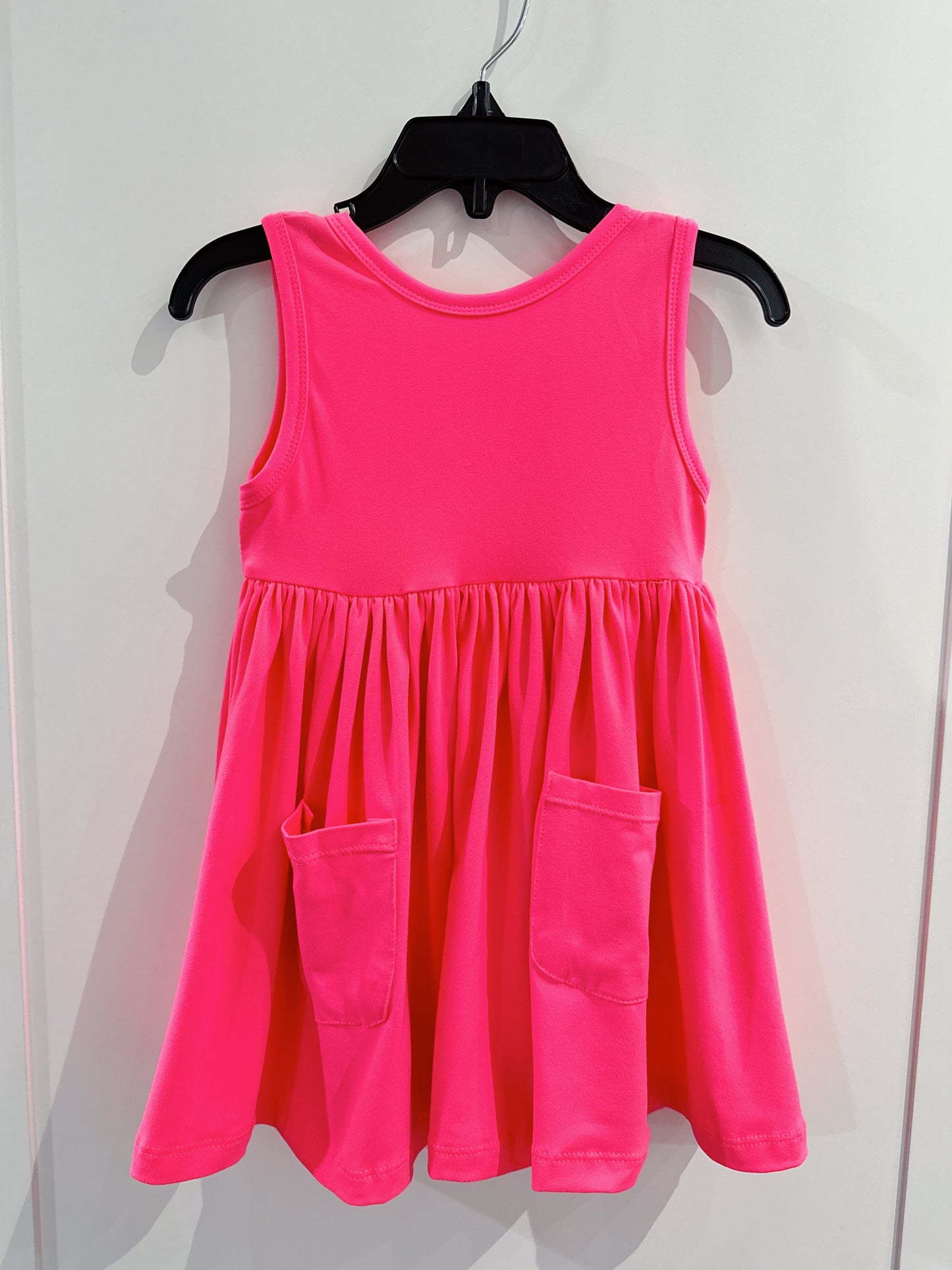 Neon Pink Tank Pocket Twirl Dress