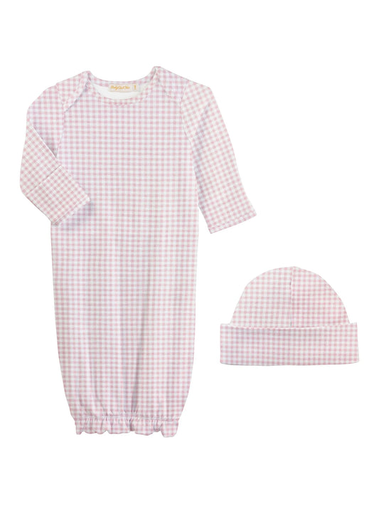 Baby Club Chic Pink Check Gown Set