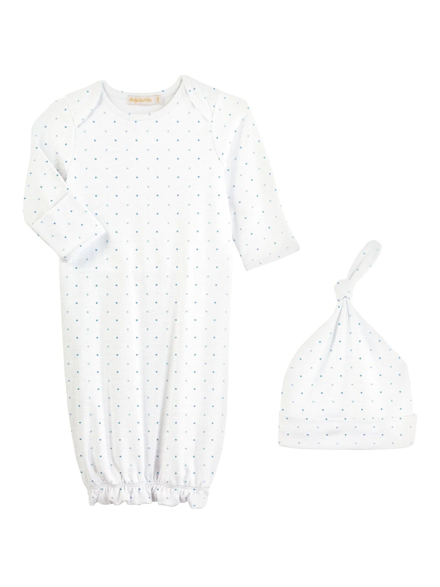 Baby Club Chic Blue Dot Gown Set