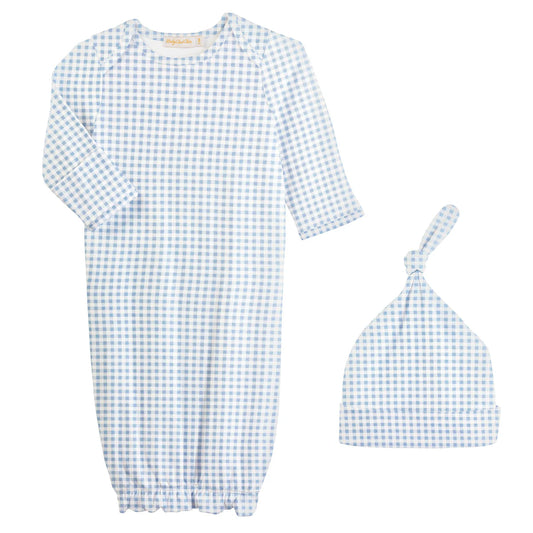 Baby Club Chic Blue Check Gown Set
