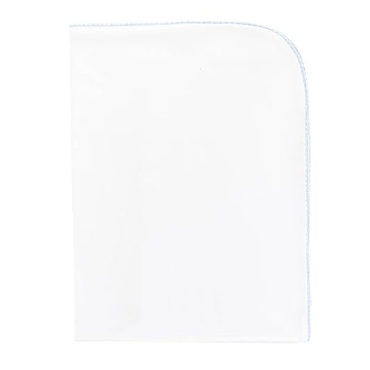 Baby Club Chic White/Blue Crochet Edge Blanket
