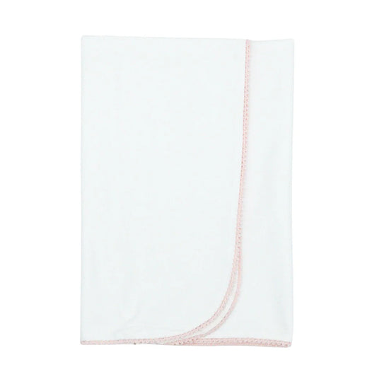 Baby Club Chic White/Pink Crochet Edge Blanket