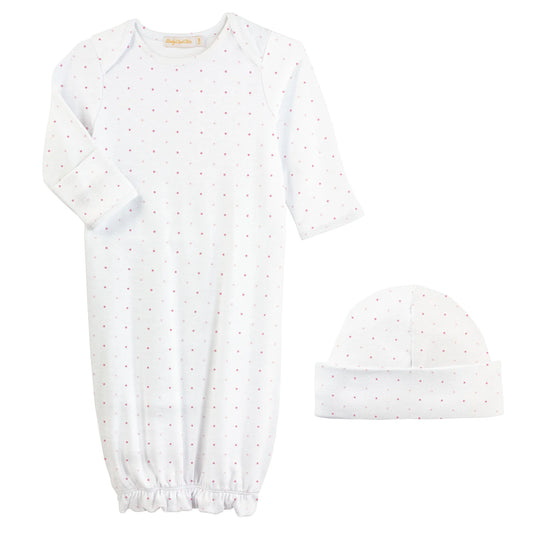 Baby Club Chic Pink Dots Gown Set