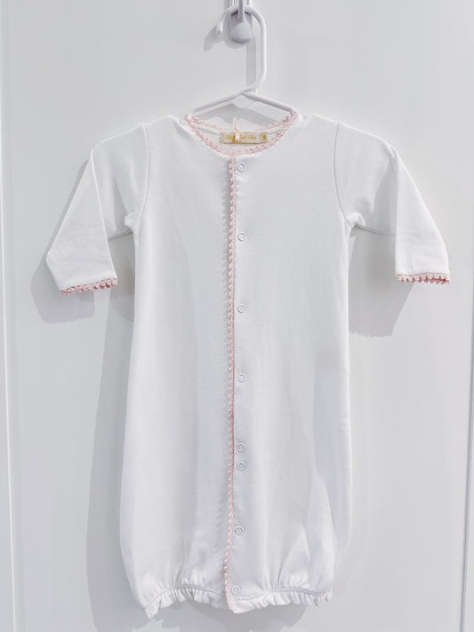 Baby Club Chic White/Pink Crochet Edge Gown