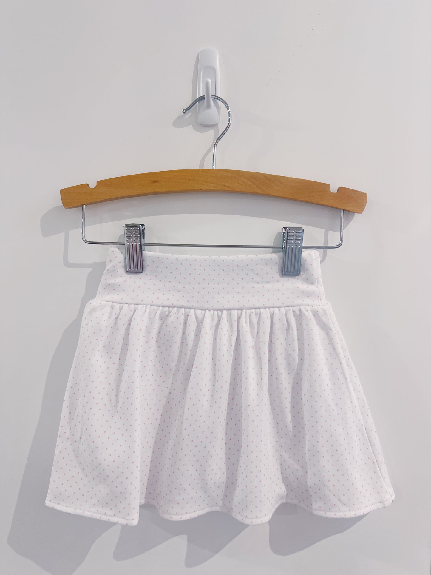 White/Light Pink Mini Dot Gathered Skort